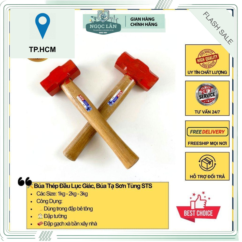 Búa tạ Sơn Tùng STS đầu lục giác 1kg-2kg-3kg