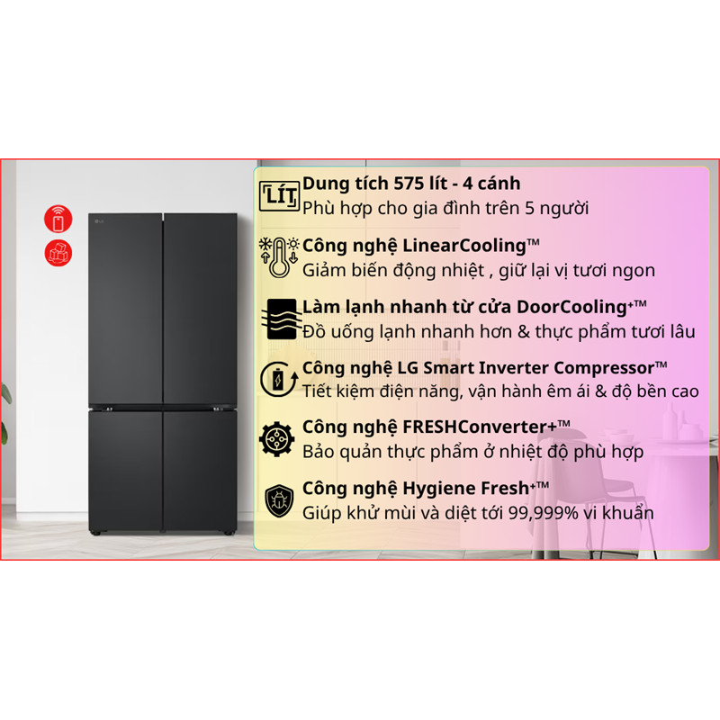 Tủ lạnh LG Inverter 575 lít Multi Door LFB58BLMA 2025 - Việt Nam Điện Máy Tồn Kho