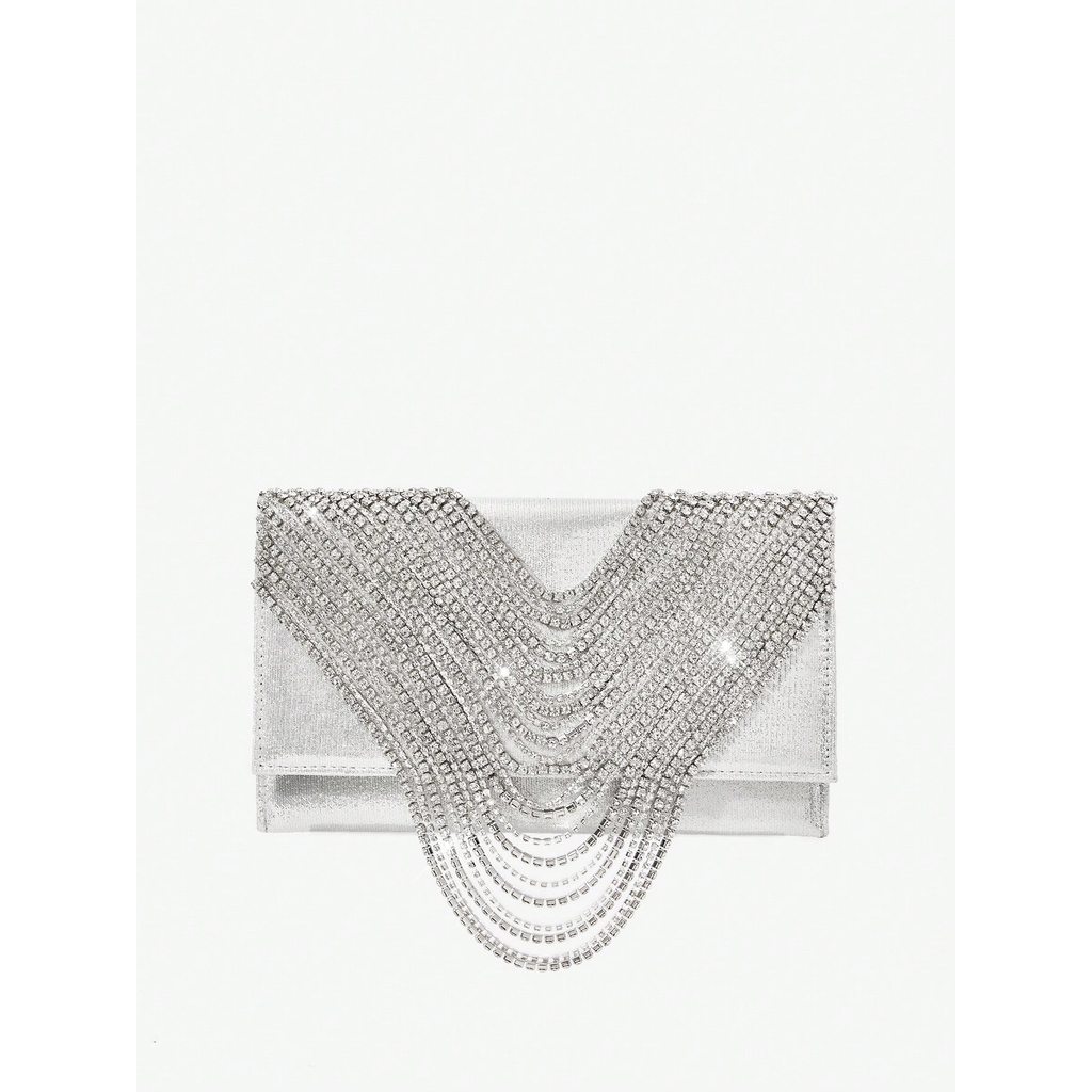 Ví Dự Tiệc Đính Đá Tua Rua Sang Trọng - Sparkly Rhinestone Fringe Evening Clutch Bag