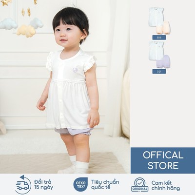 BU Baby Signature Bộ cộc tay cài thẳng bé gái xinh yêu | Quần áo sơ sinh cao cấp mềm mịn | SBB130231