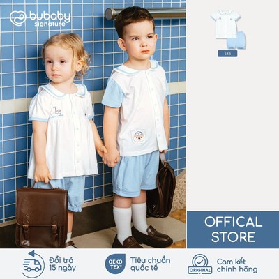 BU Baby Signature Bộ cộc tay thủy thủ bé gái 6 - 23 kg | Bộ thời trang cao cấp mềm mịn | SBC1353BG