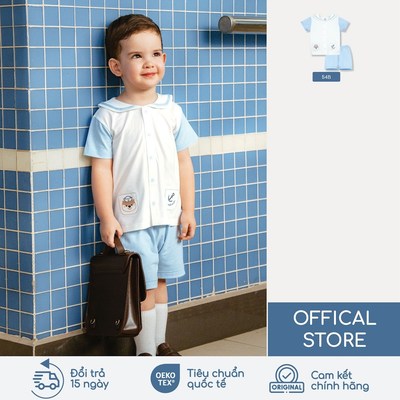 BU Baby Signature Bộ cộc tay thủy thủ bé từ 6 - 23 kg | Quần áo sơ sinh cao cấp mềm mịn | SBC135300