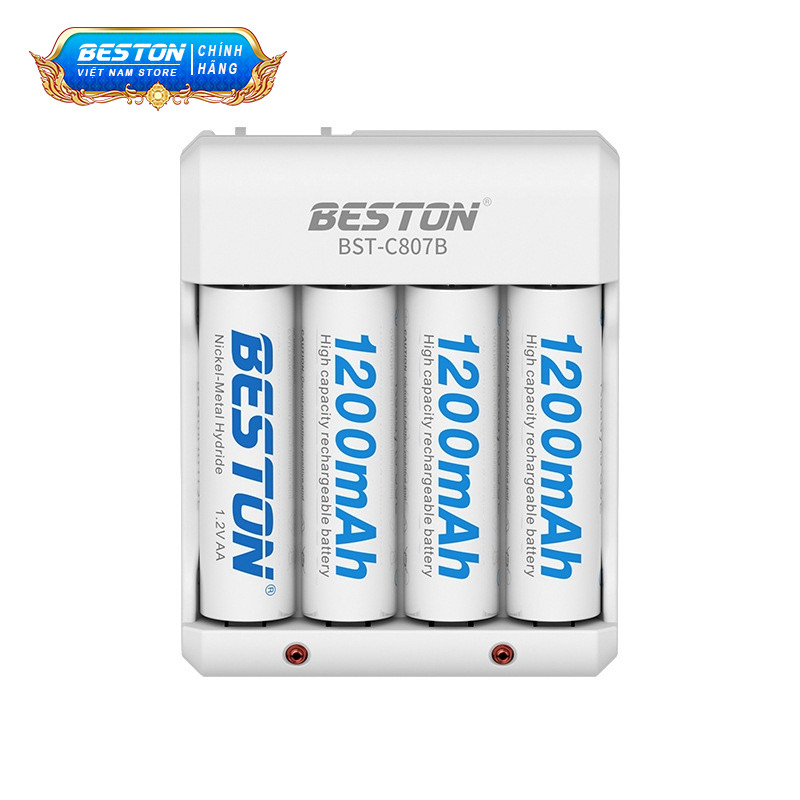 Bộ sạc Beston C807B và pin AA/AAA Ni-Mh 1.2V cho Micro, Remote, sạc 1000 lần