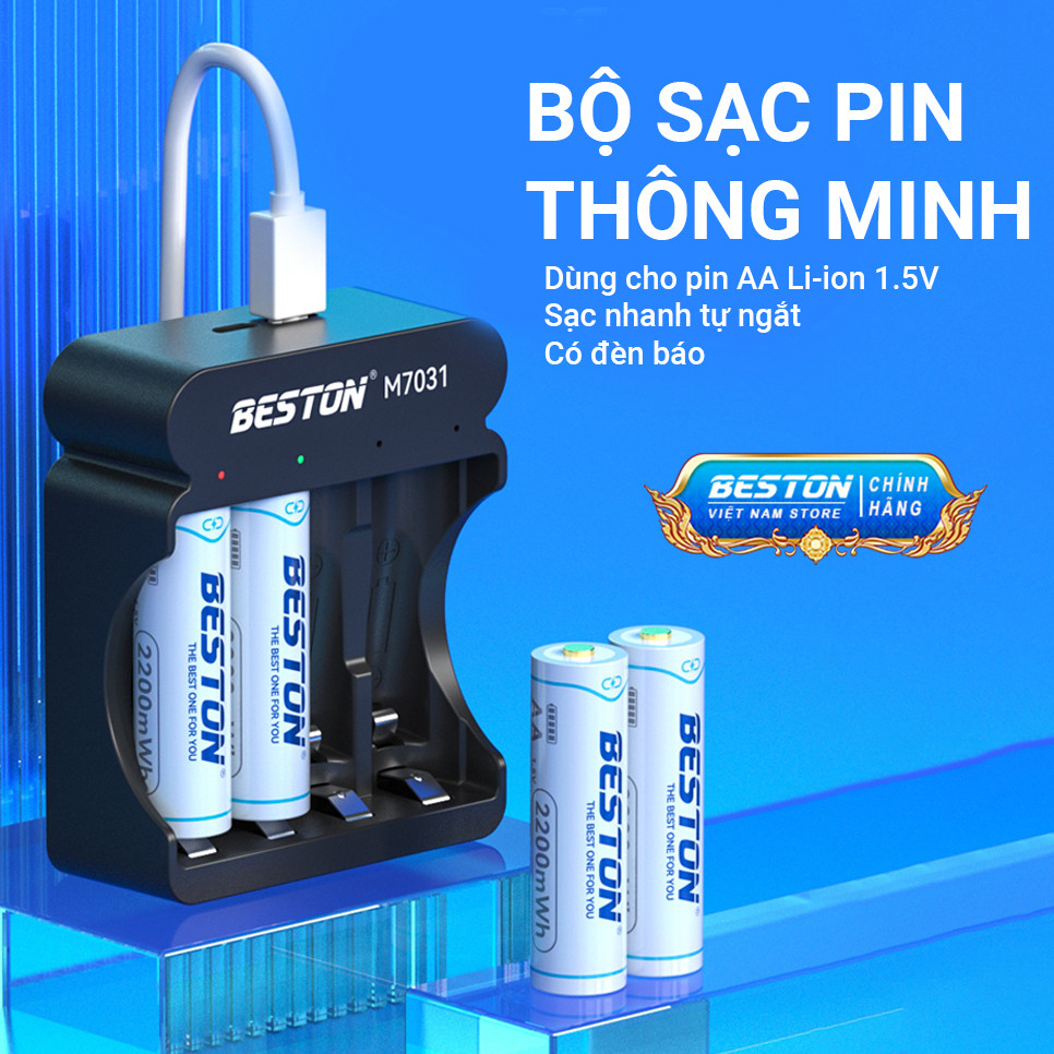 Combo pin sạc 1.5V Li-ion kèm sạc nhanh M7031 tự ngắt cho micro, đồ chơi