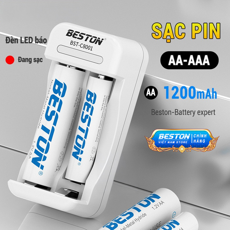 Bộ sạc pin AA/AAA Beston C8001 cho micro, loa, đồ chơi, thiết bị điện tử