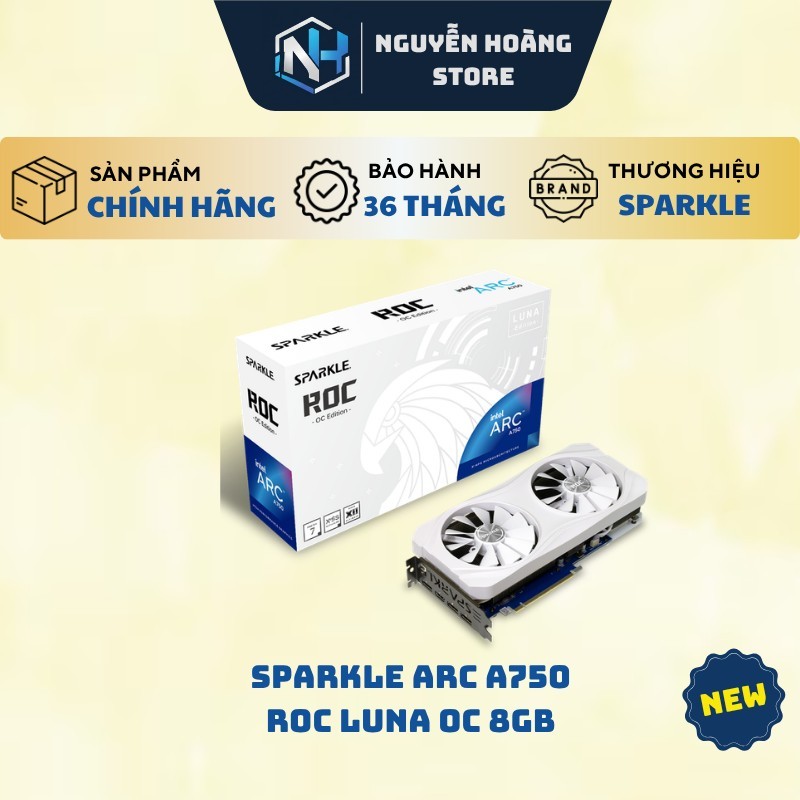 VGA card màn hình SPARKLE Intel Arc A750 ROC LUNA OC 8GB - Bảo hành 36T