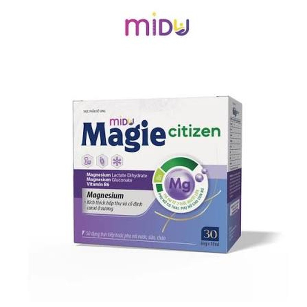 Siro Magie Citizen Midu Bổ Sung Magie Vitamin B6 Hộp 30 Ống x 10ml