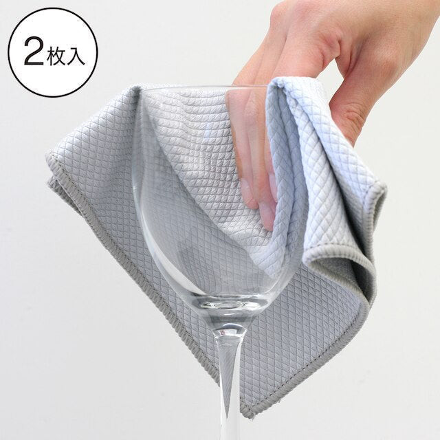 NITORI Khăn Microfiber Lau Kính 2 Cái 34x34x0.1cm Màu Xám Nhạt