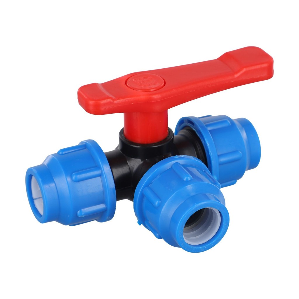 PE Pipe 3-Way Ball Valve 20/25/32/40/50mm Plastic Valve Ball Valve Valve