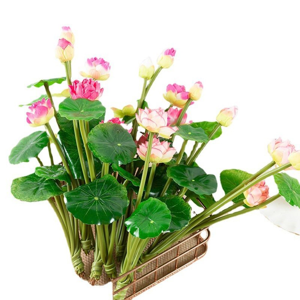 1 Bunch Bouquet Artificial Lotus-Leaf Flowers Water Lily Fake Plants Home Decor
