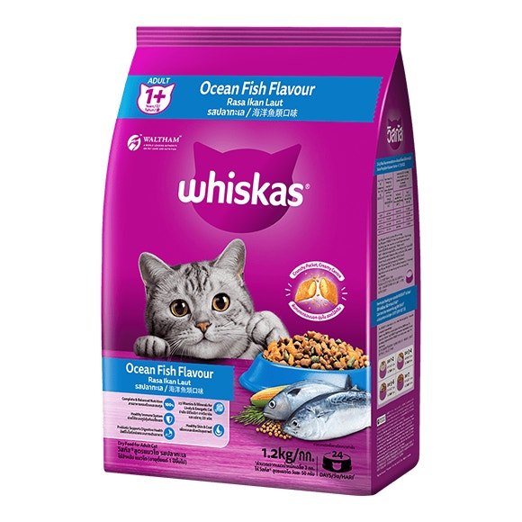 Thức ăn whiscat mèo lớn 3kg cá biển cá ngừ saba nướng cá thu hải sản
