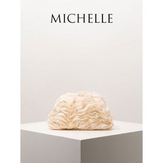 [Sẵn Apricot] Túi Clutch Hoa Vải 3D Màu Kem – Elegant Fabric Flower 3D Clutch Bag (KHÔNG DÂY ĐEO)