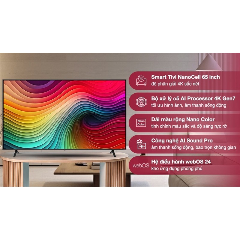 Smart Tivi NanoCell LG 4K 65 inch 65NANO81TSA 2024 - INDONESIA LIKE NEW - Bảo Hành Hãng
