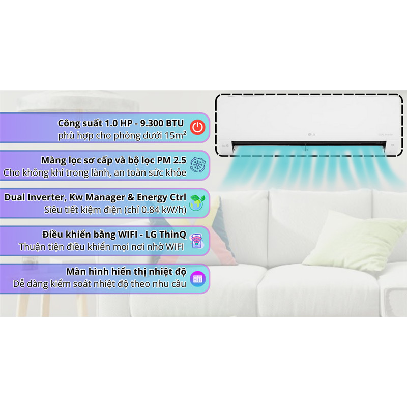 Máy lạnh LG Inverter 1 HP IEC09M1 2025 - Thái Lan LIKE NEW - Bảo Hành Hãng