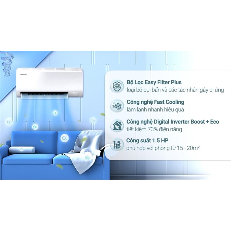 Máy lạnh Samsung Inverter 1.5 HP AR13DYHZAWKNSV 2024 - THÁI LAN LIKE NEW - Bảo Hành Hãng