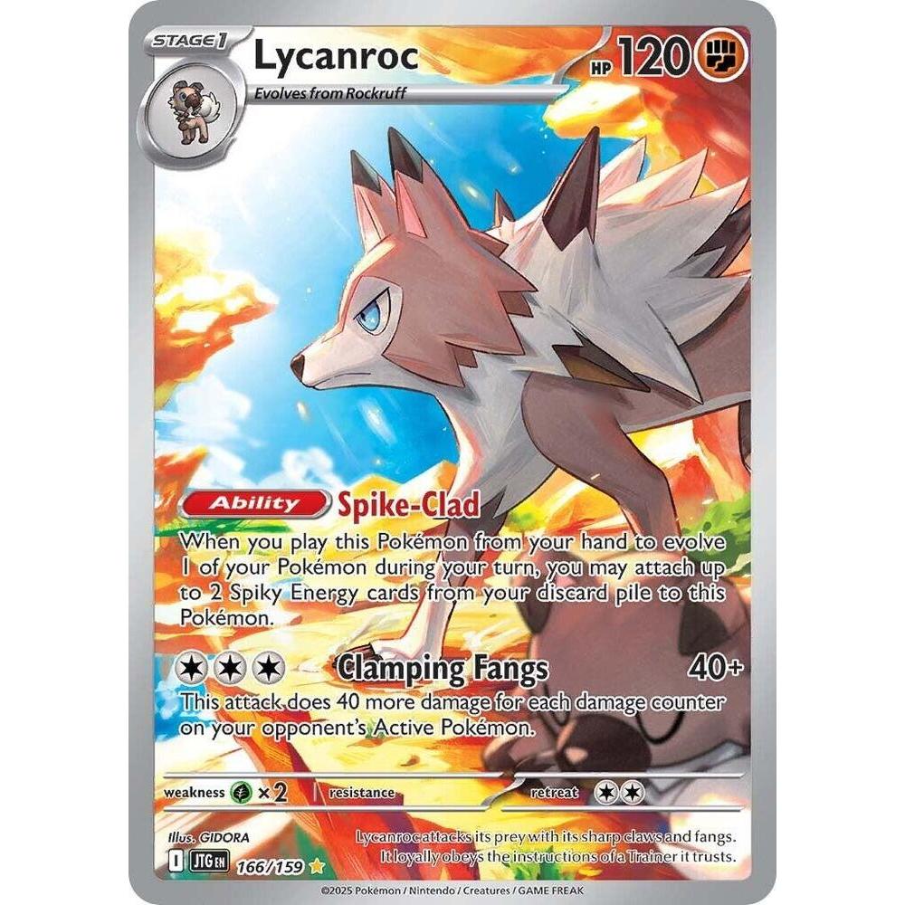 Thẻ Bài Pokemon Lycanroc - 166/159 - SV09: Journey Together (JTG)