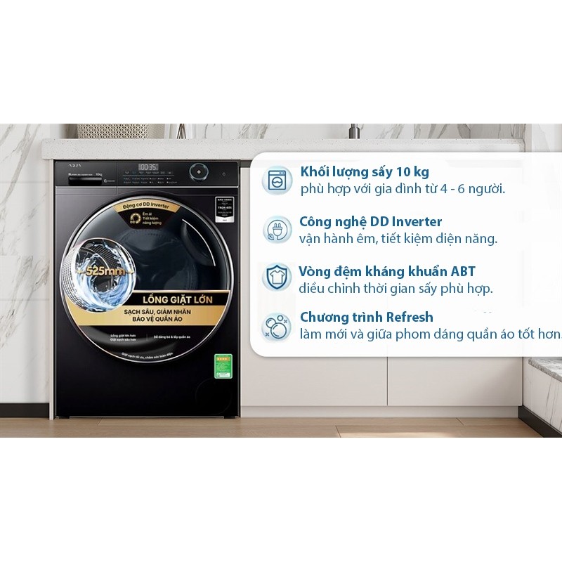 Máy Giặt Aqua Inverter 10 Kg AW10-B4959U1K(B) 2024 - VIỆT NAM (LIKE NEW) - Bảo Hành Chính Hãng