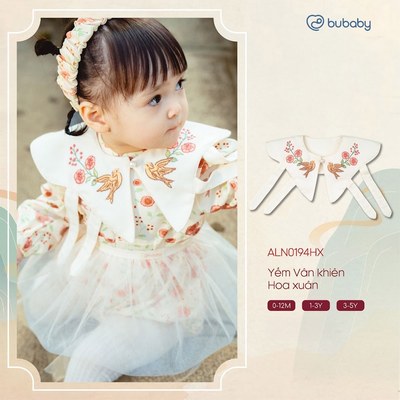 Yếm Vân khiên Hoa xuân diện Tết cho bé gái BU Baby ALN0194HX