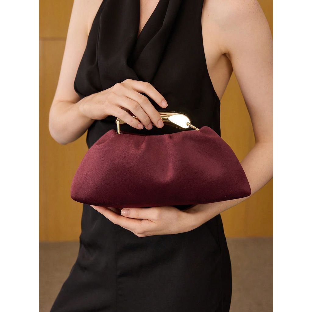 [HH] Túi Xách Tay Nữ Dự Tiệc Đính Hạt Cườm Thủ Công Màu Đỏ Sang Trọng – Luxury Beaded Top Handle Bag