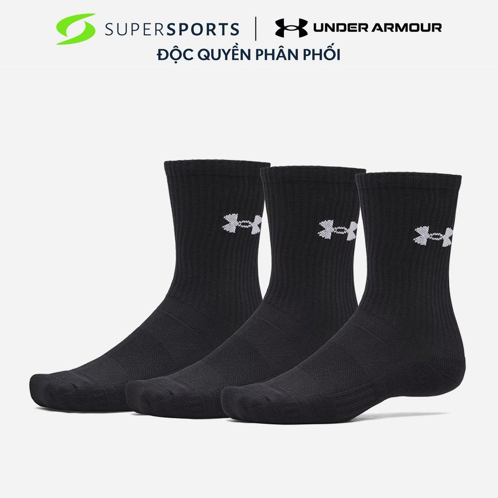 Vớ Thể Thao Under Armour Performance Cotton 3-Pack Crew - 6009685-008