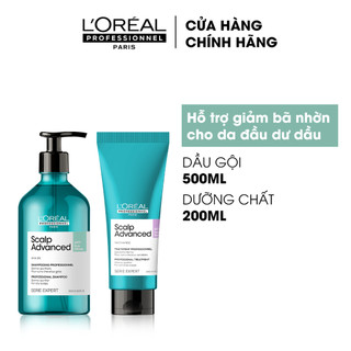  Combo Dầu gội 500ml và dầu xả dưỡng tóc giảm bết dầu da đầu giảm bết tóc chuyên nghiệp Scalp Advanced 