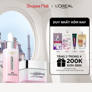 Bộ chăm sóc hỗ trợ dưỡng sáng da và mờ thâm Serum Glycolic melasyl 8% 30ml & Kem đêm Glycolic Bright L'Oreal Paris 50ml