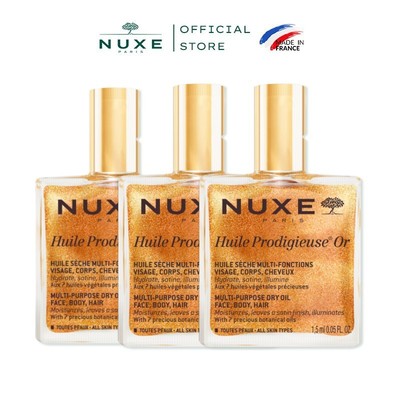 [Quà tặng không bán] Combo 3 Gói dầu dưỡng da đa năng có nhũ Nuxe Huile Prodigieuse Shimmery 1.5ml (3 x 1.5ml)