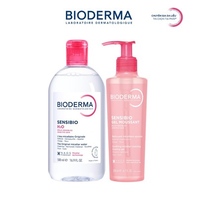 [BIODERMA - ĐÃ KÈM BÔNG TẨY TRANG 2026] Bộ đôi nước tẩy trang Sensibio H2O 500ml và Gel rửa mặt Gel Moussant 200ml