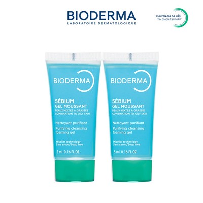 [QUÀ TẶNG KHÔNG BÁN] Bộ đôi gel rửa mặt tạo bọt cho da hỗn hợp và da dầu Bioderma Sebium Gel Moussant - 5mlx2