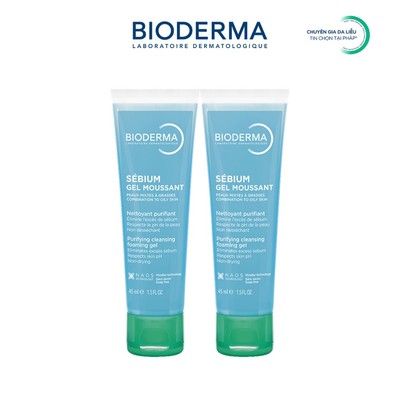 [QUÀ TẶNG KHÔNG BÁN] Bộ đôi gel rửa mặt tạo bọt, không chứa xà phòng Bioderma Sebium Gel Moussant - 45mlx2