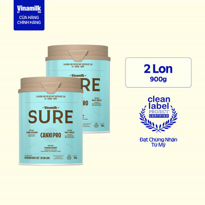 Combo 2 lon Sữa bột Vinamilk CanxiPro 900g (Hộp thiếc) - Sữa bổ sung Canxi Tốt cho xương khớp