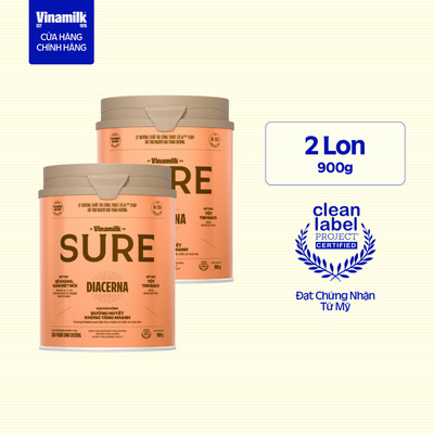 Combo 2  lon Sữa Bột Vinamilk Sure Diacerna 900g - 37 dưỡng chất với công thức có chỉ số đường huyết thấp
