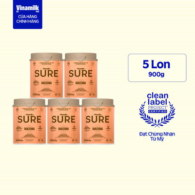 Combo 5 lon Sữa Bột Vinamilk Sure Diacerna 900g - 37 dưỡng chất với công thức có chỉ số đường huyết thấp