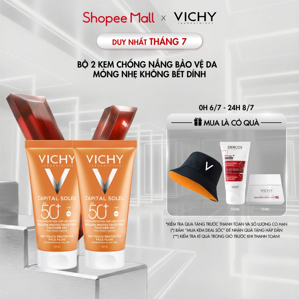 VB - Bộ 2 Kem chống nắng bảo vệ da , mỏng nhẹ, không bết dính SPF 50+ UVA & UVB Vichy Capital Soleil Dry Touch | BigBuy360 - bigbuy360.vn
