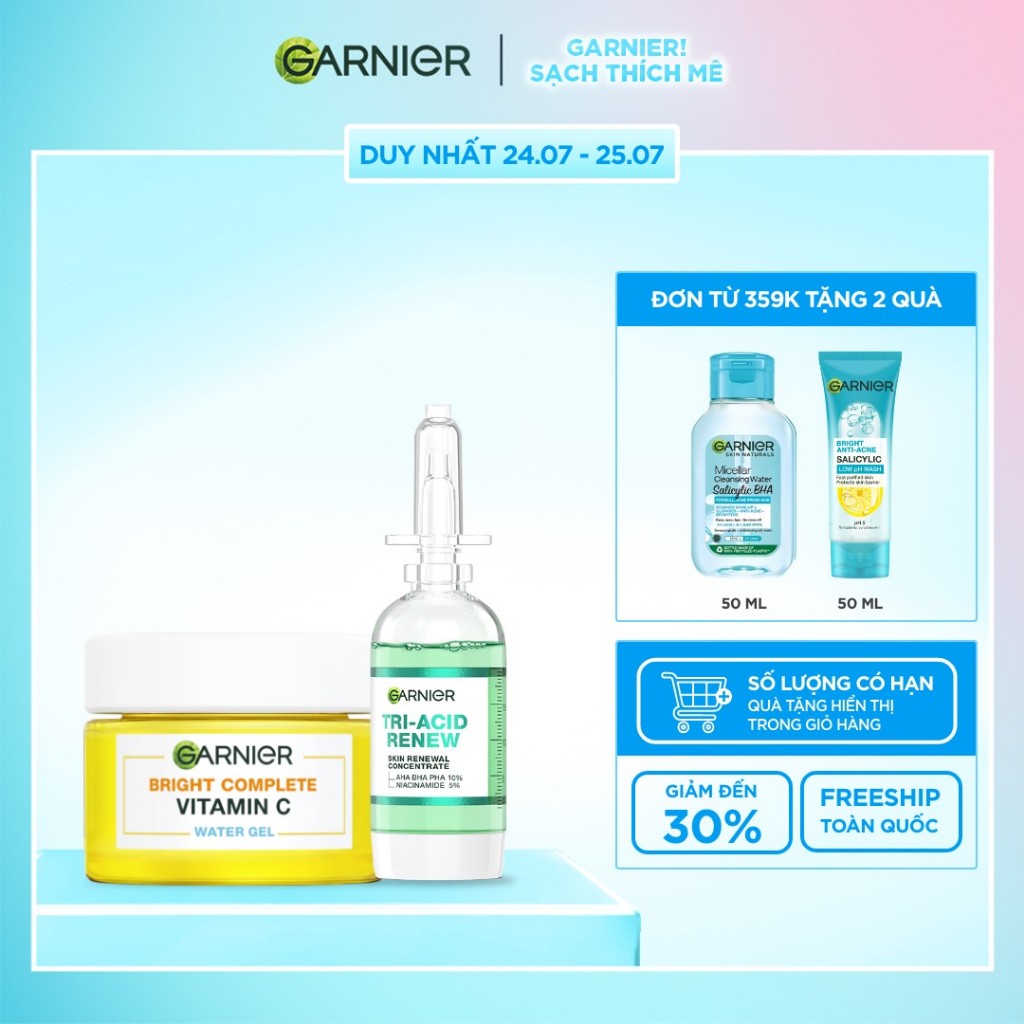 Bộ đôi serum thế hệ mới giúp da sáng hơn, láng hơn, khỏe hơn và kem dưỡng ẩm Water Gel mỏng nhẹ 20ml