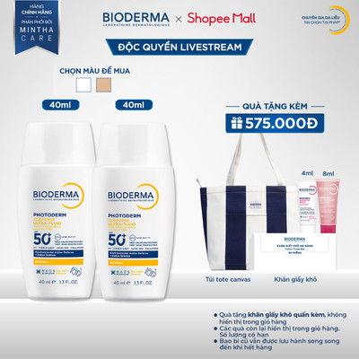 [BIODERMA - ĐÃ KÈM KHĂN GIẤY KHÔ 2026] Bộ đôi sữa chống nắng XDefense Ultra-fluid SPF50+ 40mlx2 cho mọi loại da