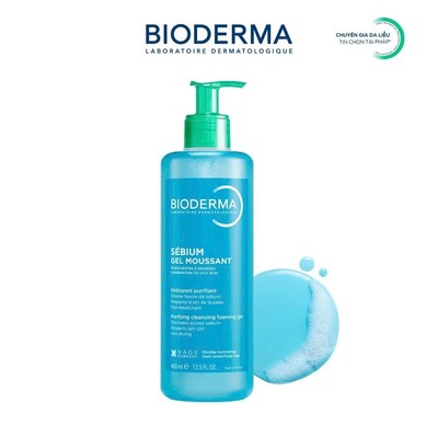 [BIODERMA - ĐÃ KÈM BÔNG TẨY TRANG 2026] Gel rửa mặt tạo bọt, không chứa xà phòng Bioderma Sebium Gel Moussant - 400ml