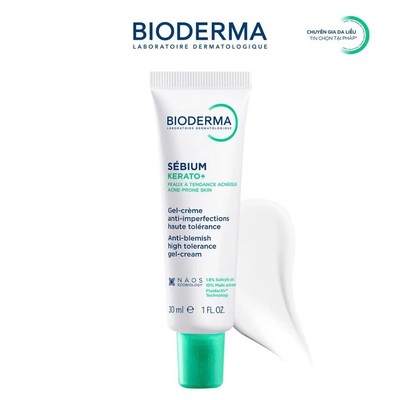 [BIODERMA - ĐÃ KÈM BÔNG TẨY TRANG 2026] Kem dưỡng giảm mụn chuyên sâu cho da mụn nhẹ đến trung bình Sébium Kerato+ 30ml