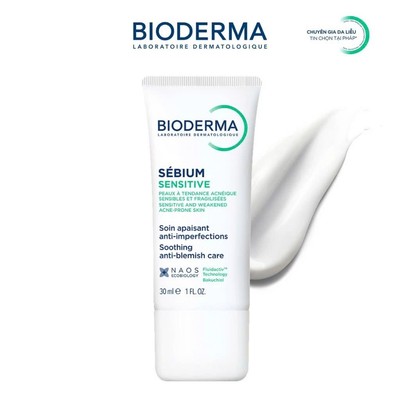 [BIODERMA - ĐÃ KÈM BÔNG TẨY TRANG 2026] Kem dưỡng giảm mụn viêm nhạy cảm Bioderma Sebium Sensitive - 30 ml