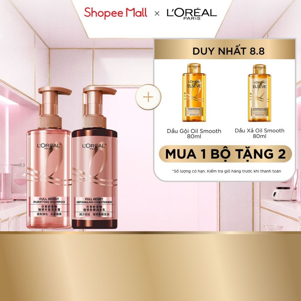 VB _ Bộ đôi dầu gội xả ngăn ngừa & giảm gãy rụng tóc, giúp tóc chắc khỏe hơn L’oreal Paris Full Resist 440ml