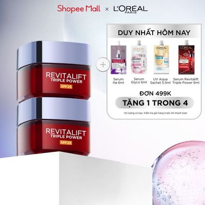 VB _ Bộ kem dưỡng ban ngày SPF25 có peptides giảm nhăn, săn chắc da L'Oreal Paris Revitalift Triple Power 50mlx2