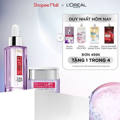 VB_Bộ chăm sóc da Serum HA 1.5% và Kem dưỡng siêu cấp ẩm, giảm nếp nhăn  L'Oreal Paris Revitalift HA (30ml & 50ml)