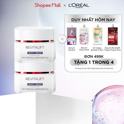 VB_ Bộ đôi kem dưỡng chống lão hóa, giúp căng sáng và tươi trẻ làn da L'Oréal Paris Revitalift Cream 50ml