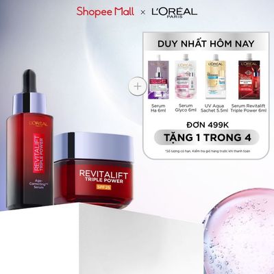 VB_Bộ dưỡng chất serum, kem dưỡng SPF25 peptides giảm nhăn, săn chắc da L'Oreal Paris Revitalift Triple Power 30ml, 50ml
