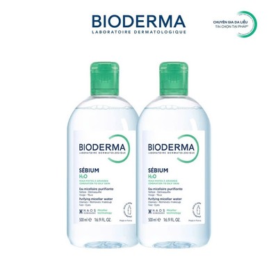 [BIODERMA - ĐÃ KÈM TÚI TOTE 2026] Bộ đôi nước tẩy trang Bioderma Micellar cho da dầu mụn Sebium H2O - 500mlx2