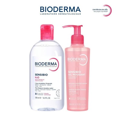 [BIODERMA - ĐÃ KÈM TÚI TOTE 2026] Bộ đôi nước tẩy trang Sensibio H2O 500ml và Gel rửa mặt Gel Moussant 200ml
