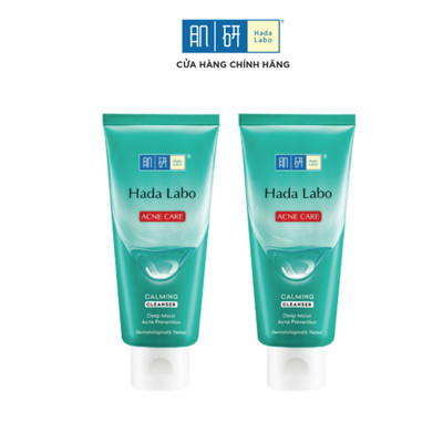 Combo 2 Sữa rửa mặt Hada Labo cho da dầu mụn, da nhạy cảm Hada Labo Acne Care Calming Cleanser 80g