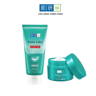 [VB] Combo làm sạch, dưỡng ẩm cho da dầu mụn, da nhạy cảm Hada Labo Acne Care Calming (Sữa rửa mặt 80g + Kem dưỡng 50g)