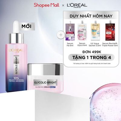 VB_ Bộ serum đêm phức hợp MelasylTM & kem dưỡng đêm sáng da, mịn & giảm thâm nám L'Oréal Paris Glycolic-bright 30mlx50ml