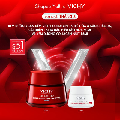 VB-Kem dưỡng ban đêm VICHY COLLAGEN 16 trẻ hóa, cải thiện 16/16 dấu hiệu lão hóa 50ml và kem dưỡng Collagen 15ml